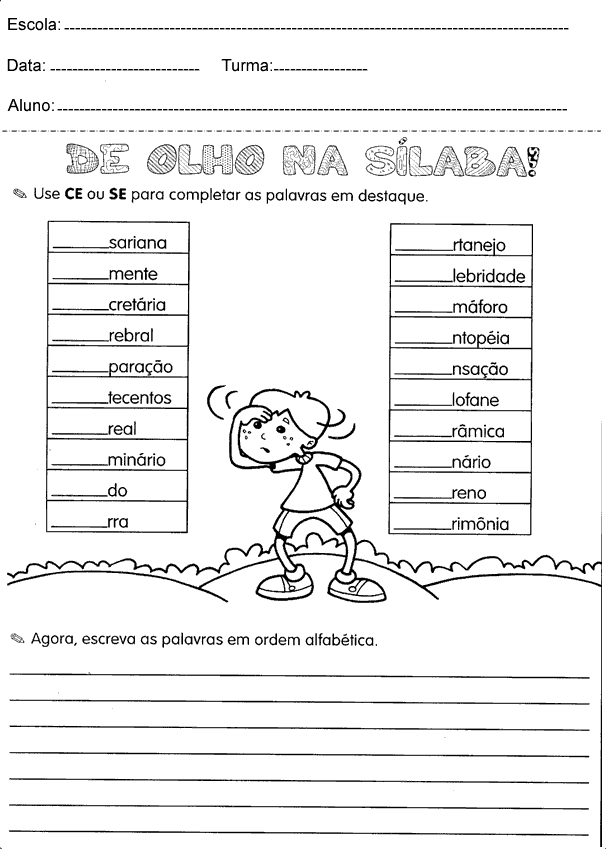 Atividades de Português 4º ano – De olho na silaba