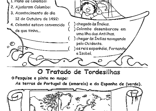 Atividades de história do 5º ano - Tratado de Tordesilhas