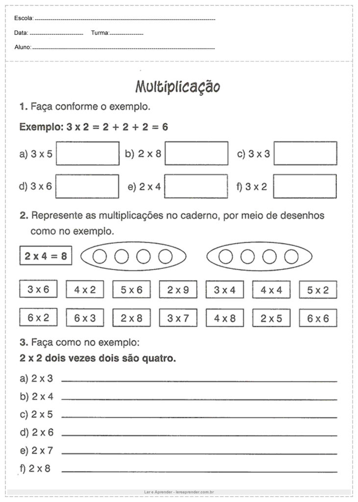 Multiplicação - Atividades de Matemática 4º ano