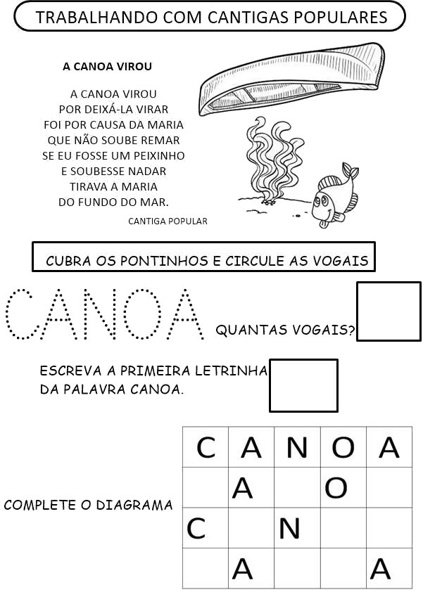 Atividades de Português 1º ano - Canoa Virou