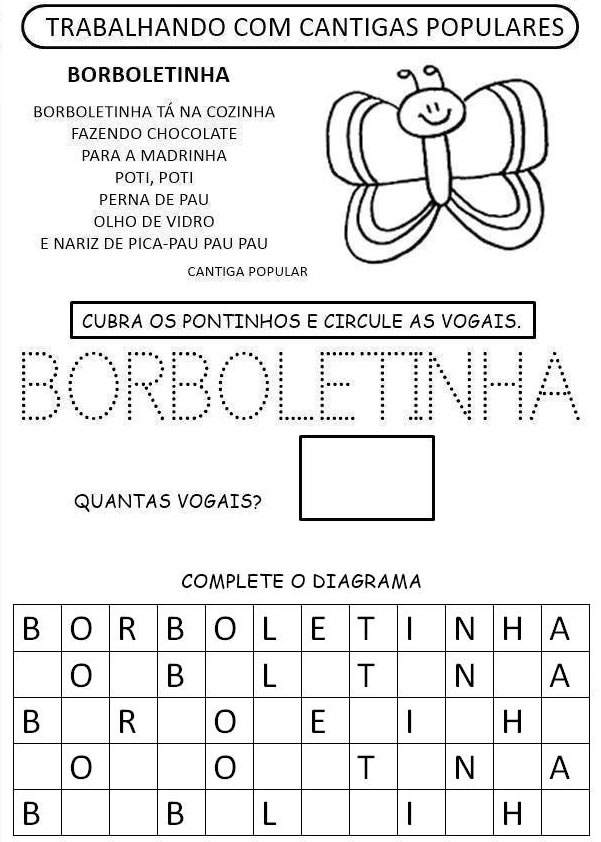 Atividades de Português 1º ano - Borboletinha