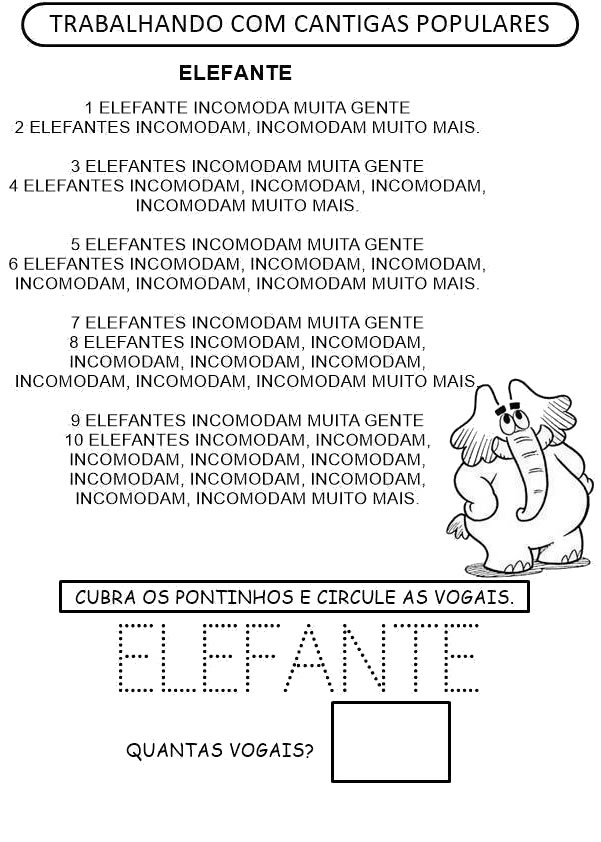 Atividades de Português 1º ano - Elefante