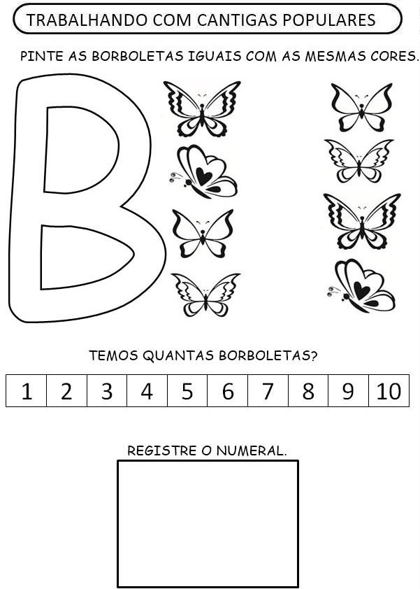 Atividades de Português 1º ano - Pinte as borboletas iguais
