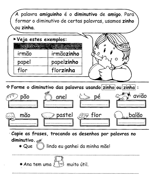 Atividades de Português 3º ano – Diminutivo