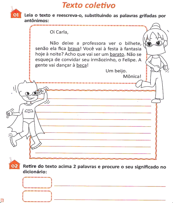 Atividades de Português 3º ano - O texto Coletivo
