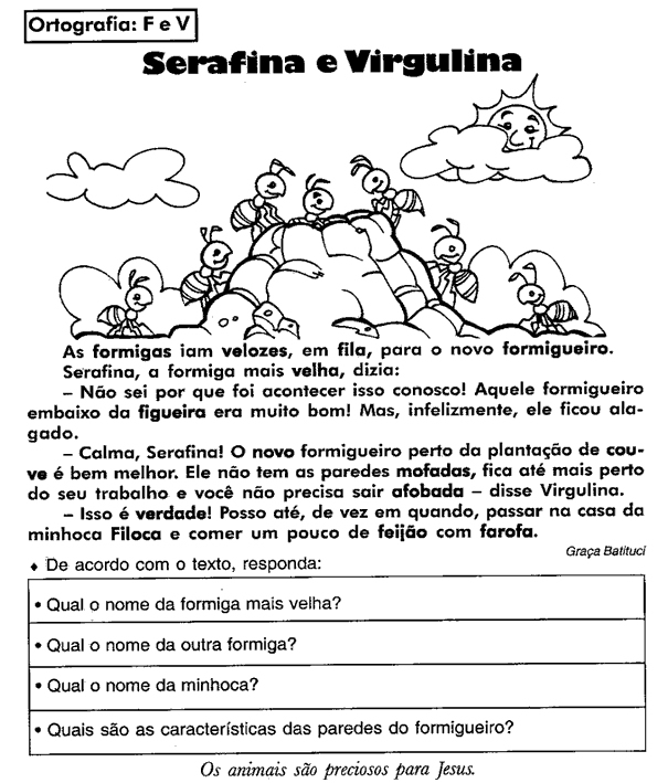 Atividades de Português 3º ano - Serafina e Virgulina