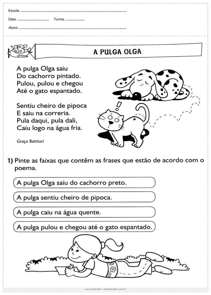 Interpretação de Texto 3º ano - A Pulga Olga