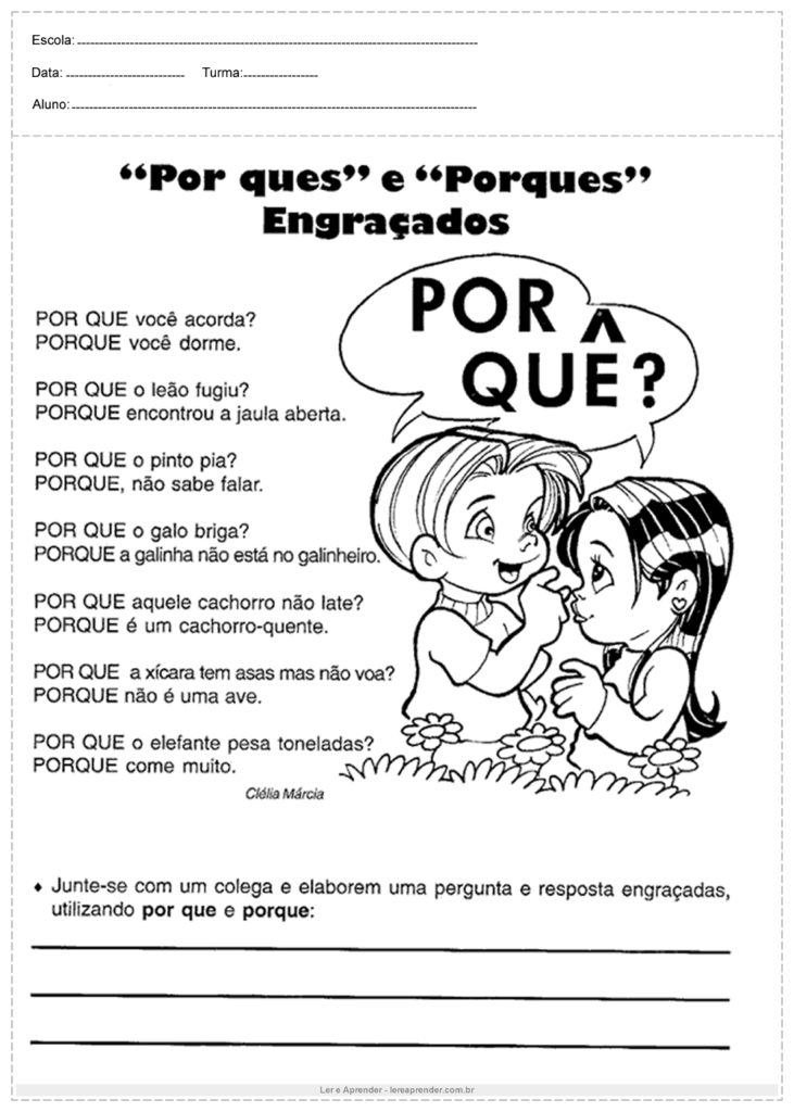 Atividades de Português 4º ano - Porquês
