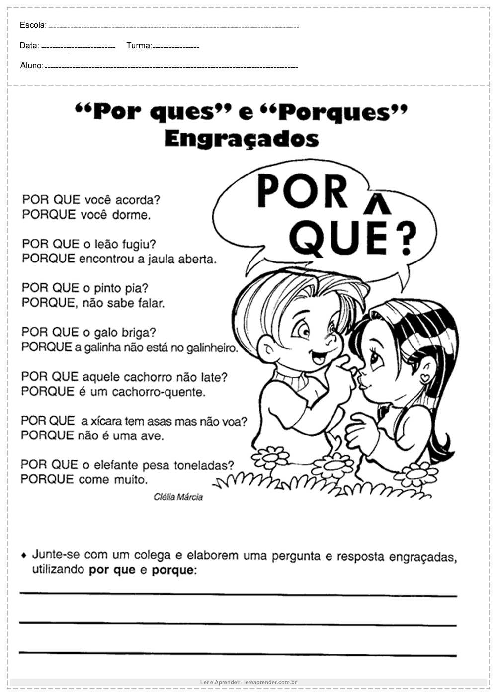 Atividades de Português 4º ano – Porquês