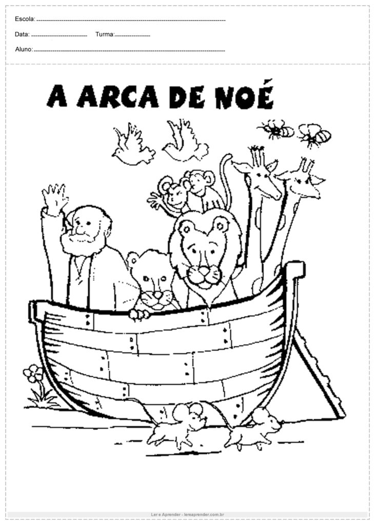Desenhos bíblicos para colorir a arca de Noé