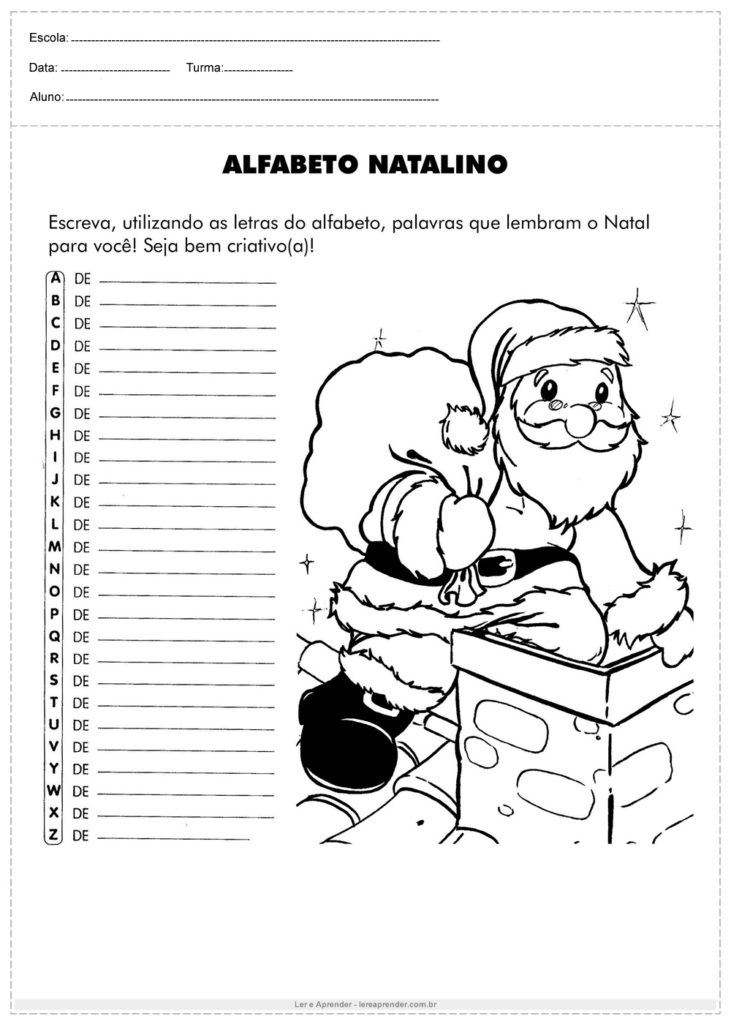 Atividades natal ensino fundamental alfabeto natalino