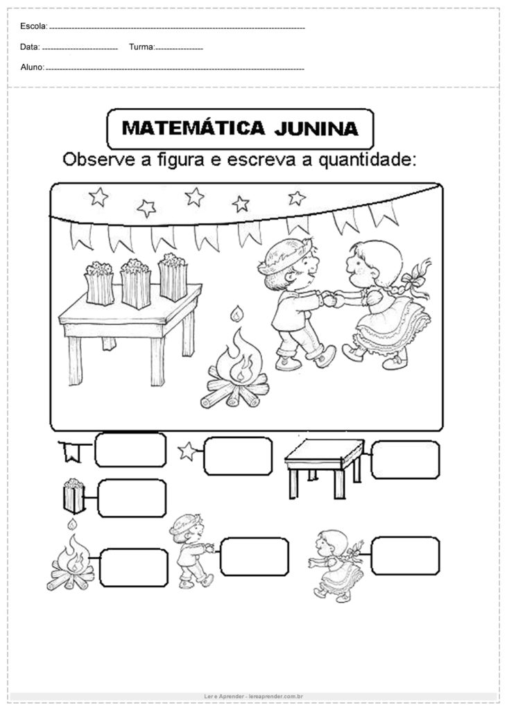 Atividades de festa junina para 3°ano matemática