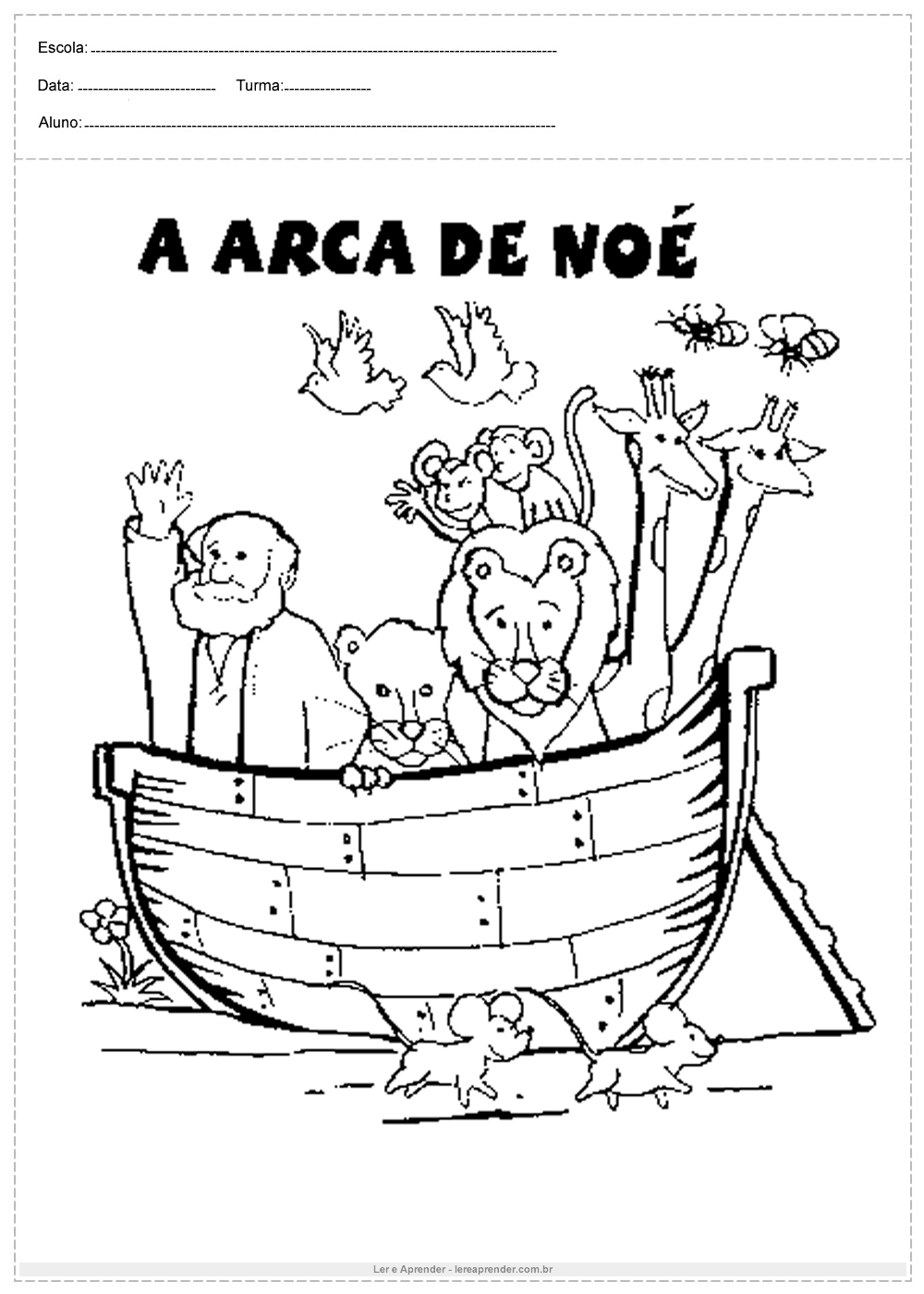 Atividade de ensino a arca de Noé