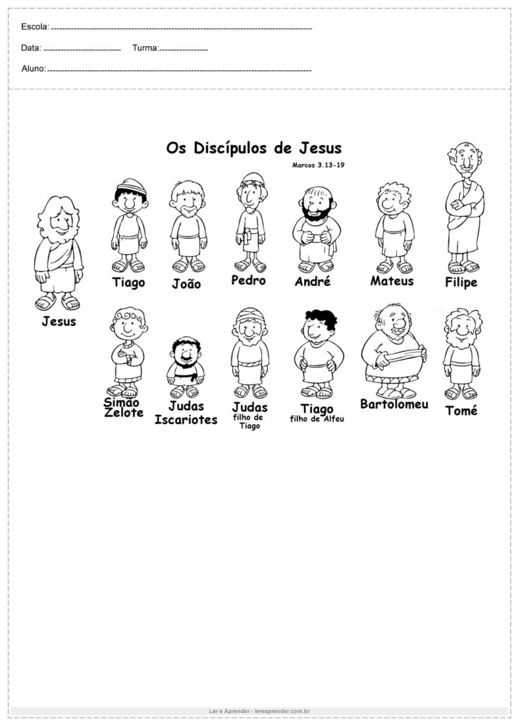 Atividade de ensino religioso os discípulos de Jesus
