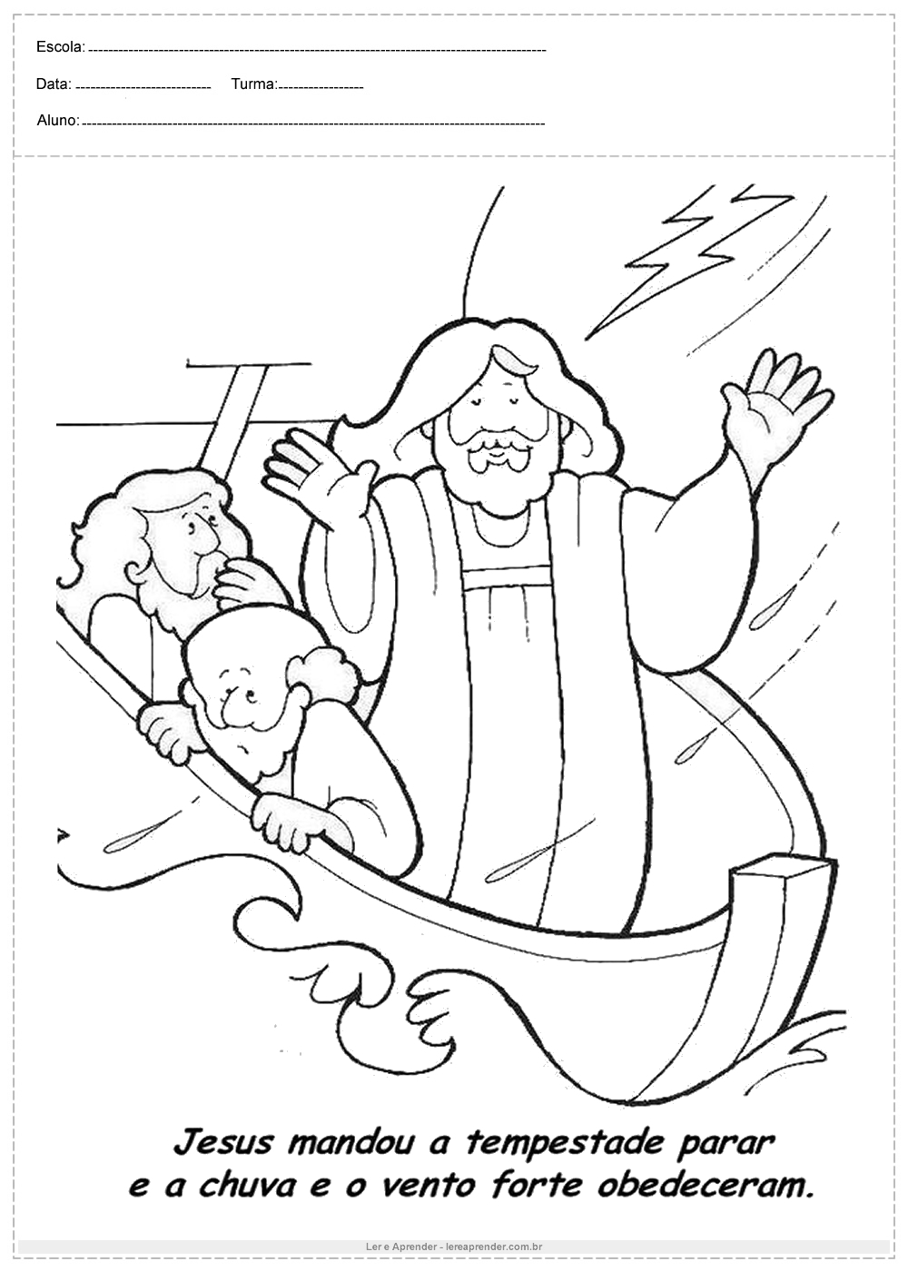 Atividade de ensino religioso Jesus no barco