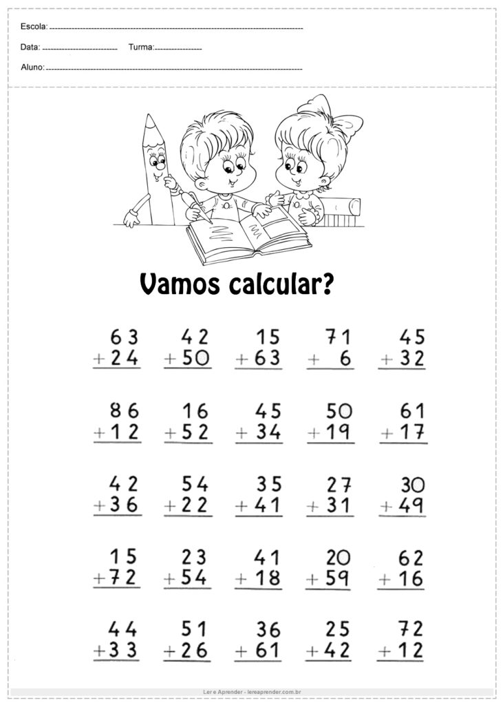 Atividade de matemática 2°ano vamos calcular