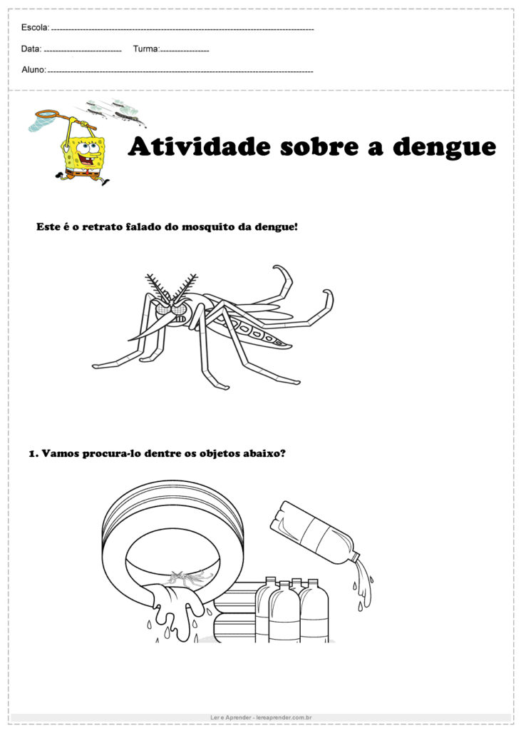 Atividade sobre a dengue retrato falado
