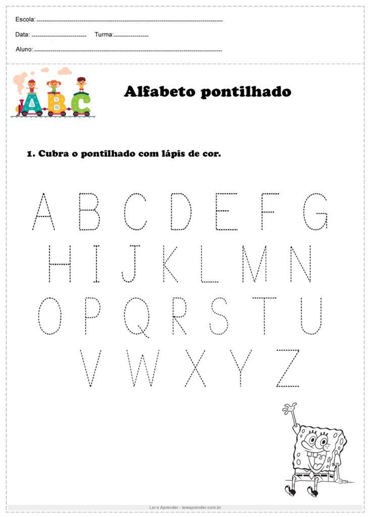 Cubra alfabeto com lápis de cor