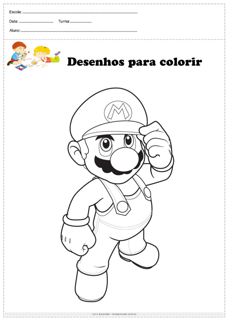 desenho do Super Mario para colorir