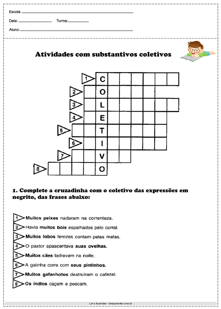 Atividades Com Substantivos Coletivos Para Imprimir Ler E Aprender