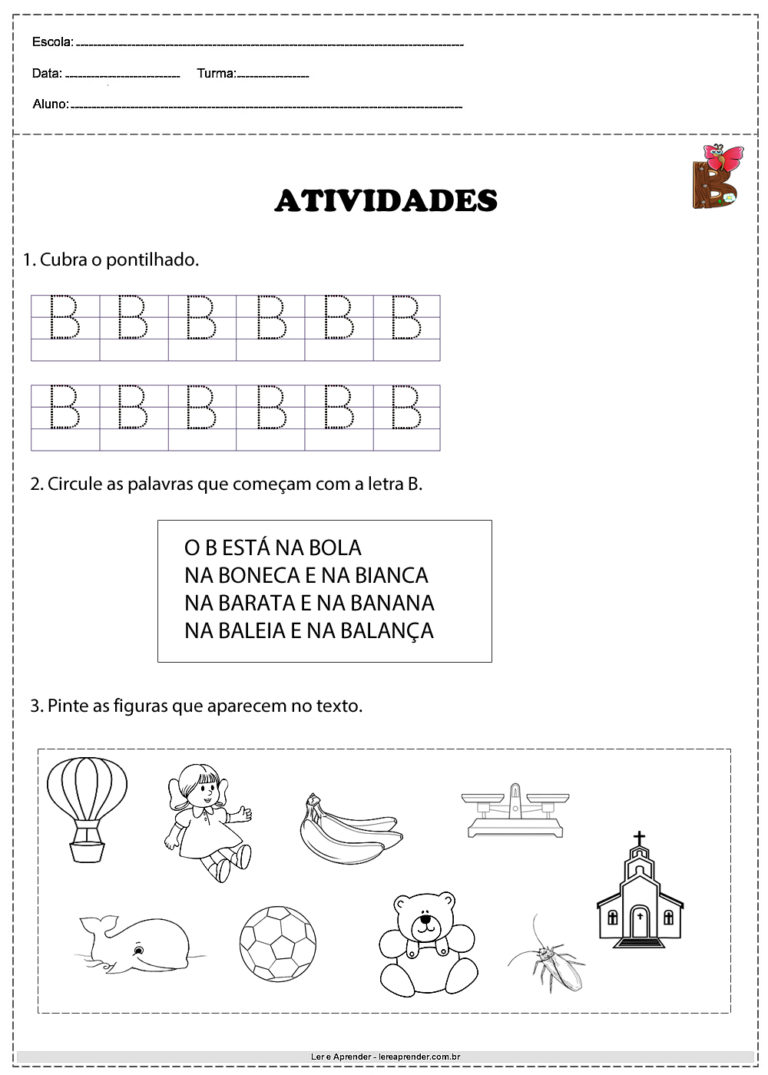 Atividades Com A Letra B Para Imprimir - Atividades Educativas