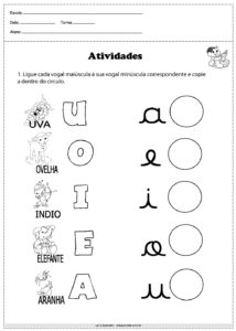 Atividades de alfabetização vogais para imprimir