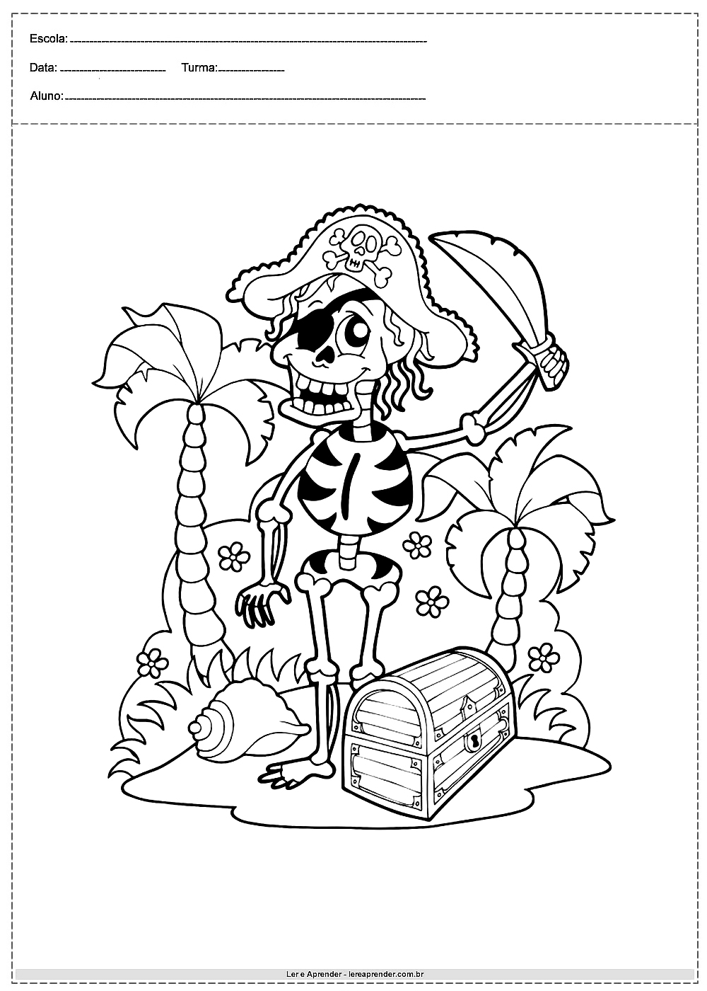 Esqueleto pirata para colorir