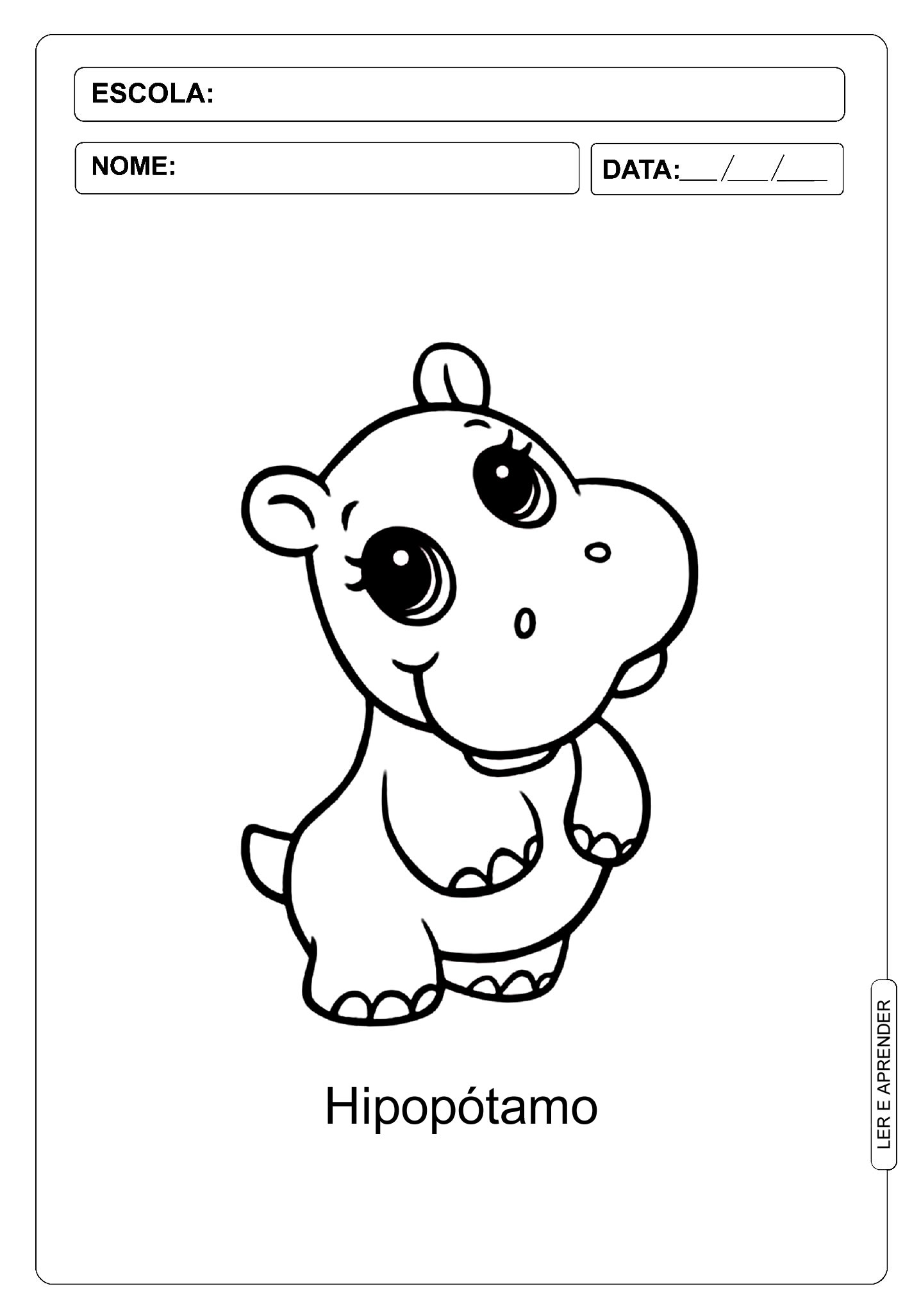 Hipopótamo para colorir