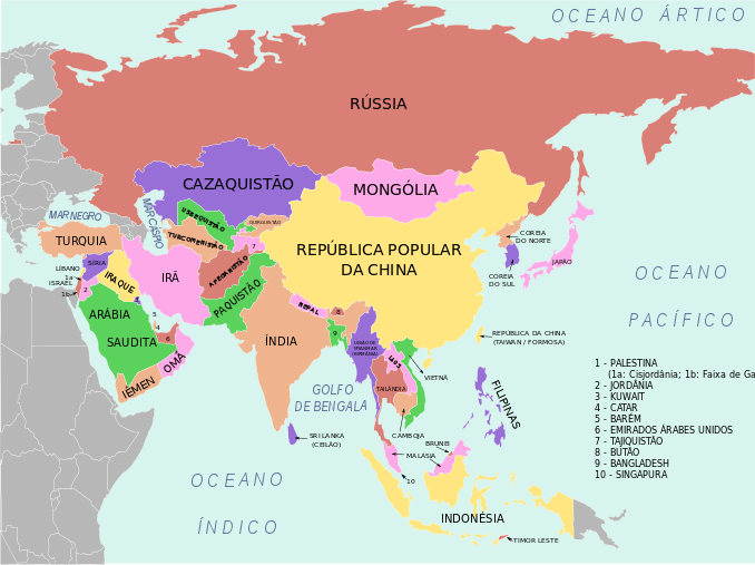 Mapa Político Ásia