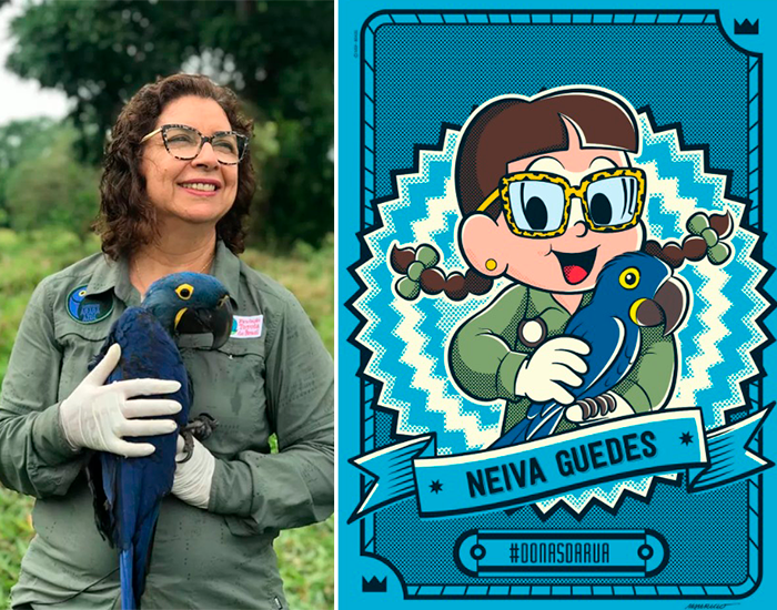 Dra. Neiva Guedes, homenageada pela Turma da Mônica por seu trabalho de conservação das araras-azuis.
