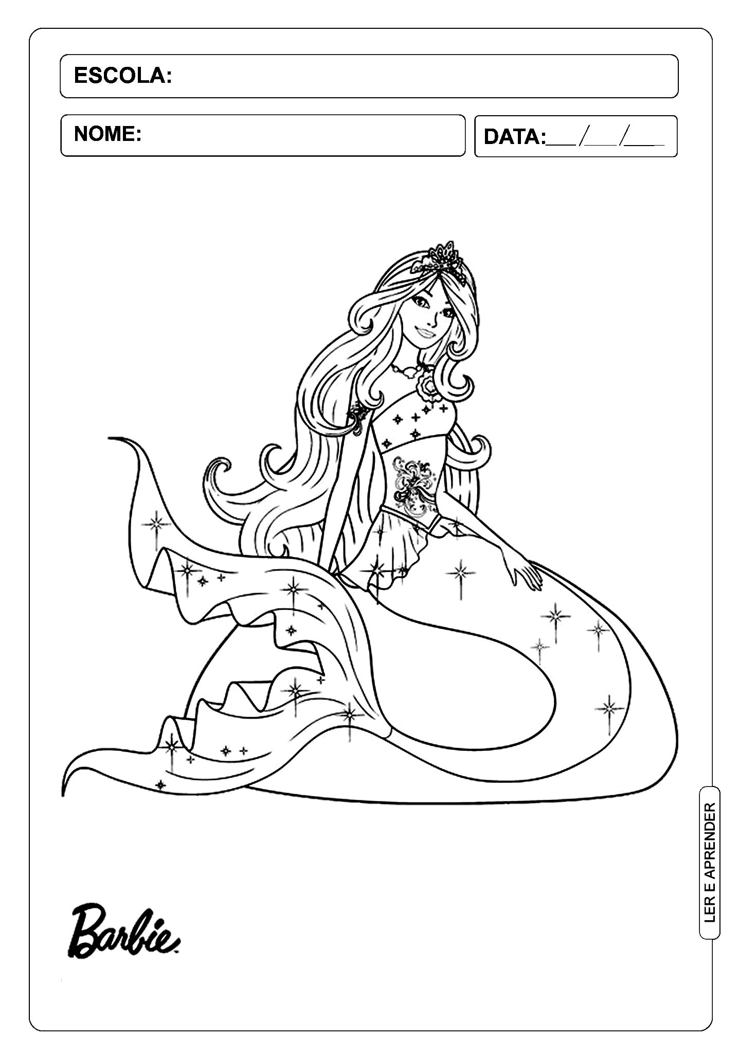 Desenho de sereia para pintar