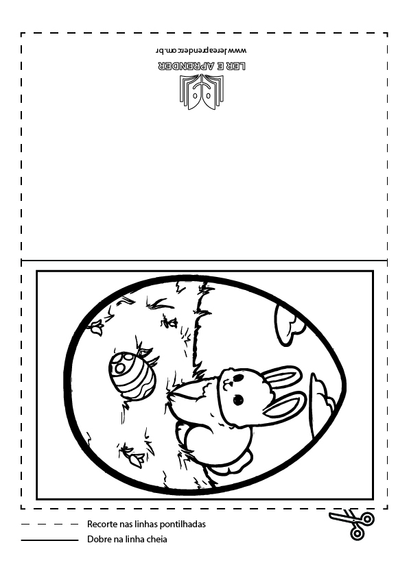 Cartão de pascoa – símbolos coelho e ovo para colorir