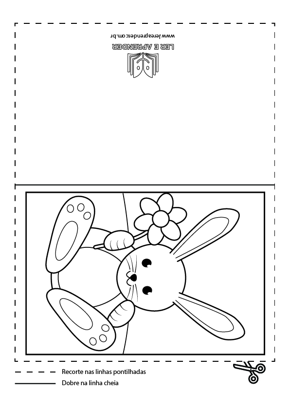Cartão de pascoa – símbolos coelho para colorir