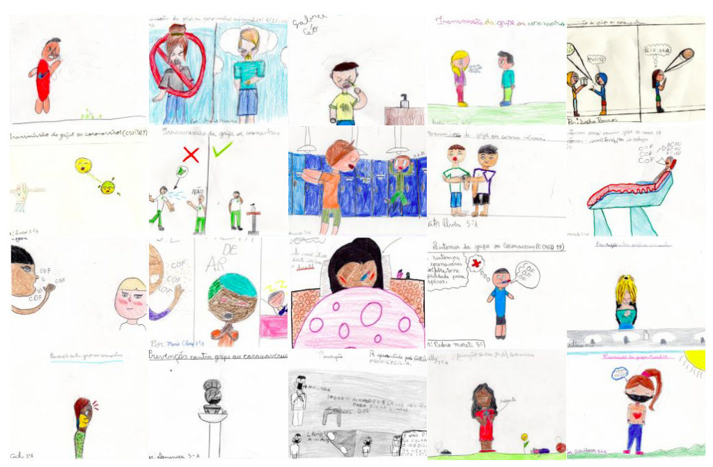 Atividades sobre coronavírus - Desenhos feitos por crianças de uma escola da UNIFESP.