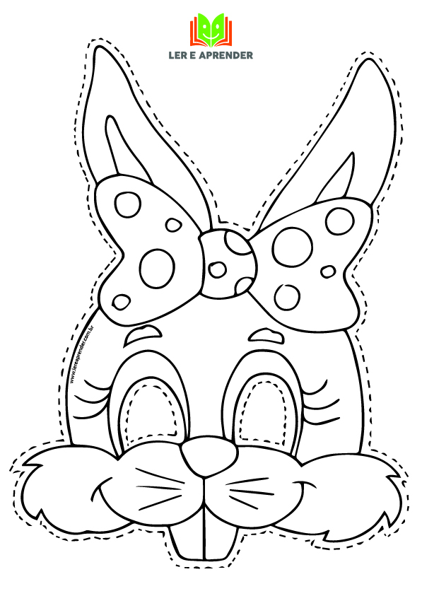 Molde de mascara de coelho para meninas - Ler e Aprender
