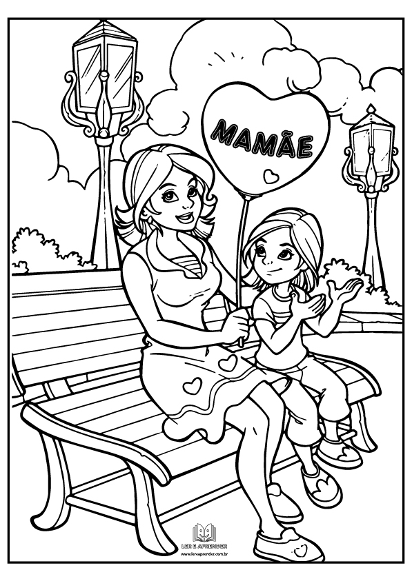 Mãe e filha desenhos para colorir