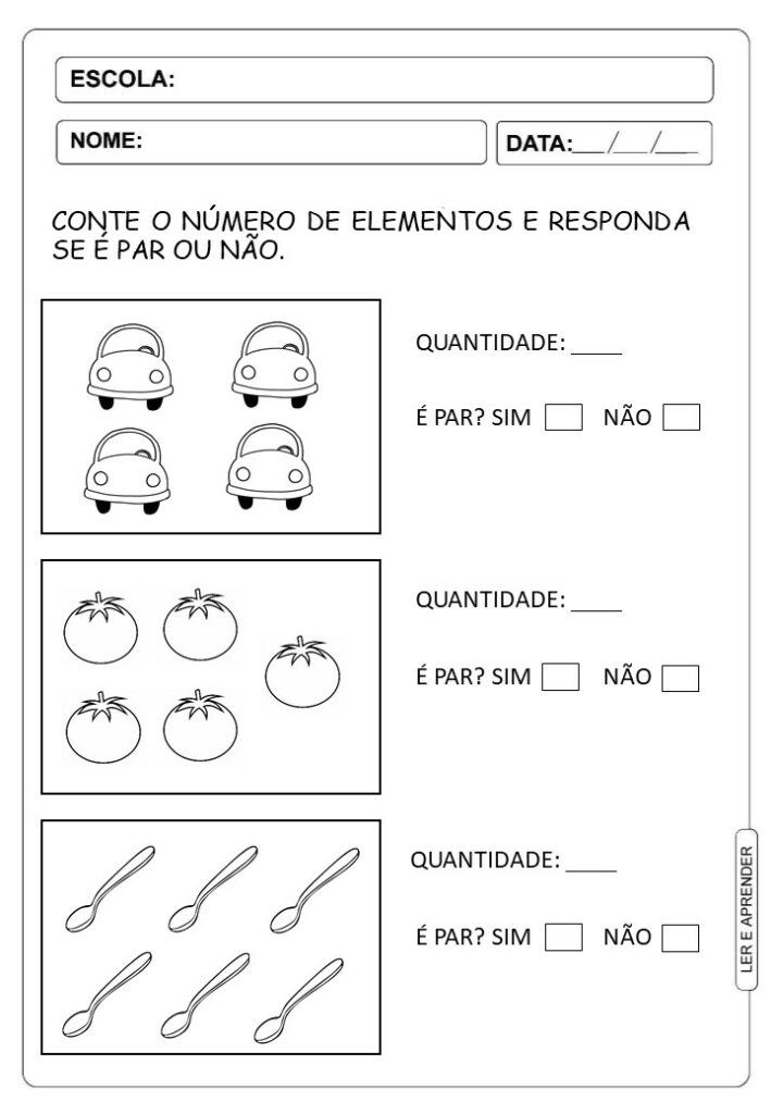 Atividades De N Meros Pares Para Imprimir Educa O Infantil